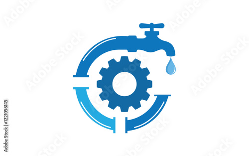 Plumbing water logo Vector icon design illustration Template
