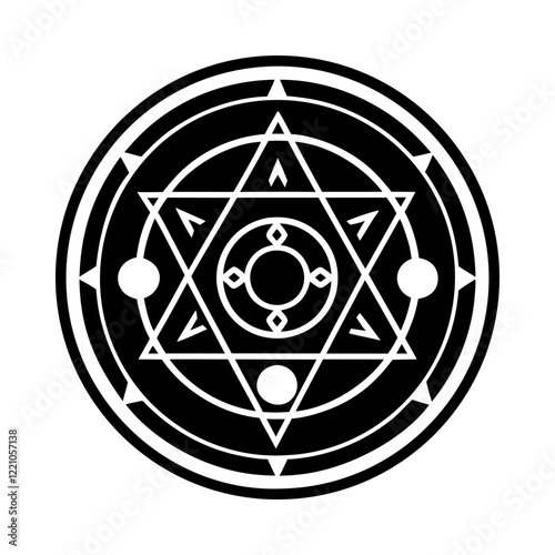 Filled style icon of transmutation circle