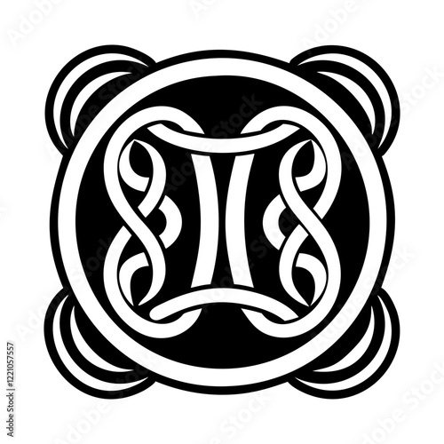 A solid style icon depicting twins symbol