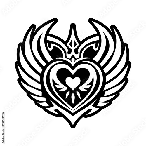 Glyph tattoo icon of a winged heart