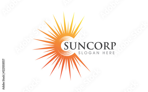 Sun shine illustration Icon Logo Template design