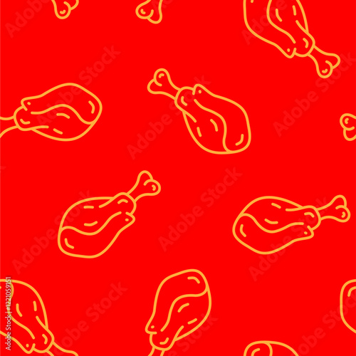 fried chicken seamless pattern background. doodle fried chicken pattern background. Fried chicken doodle pattern. fast food background. Chicken leg pattern. Chicken wings pattern. burger pattern.