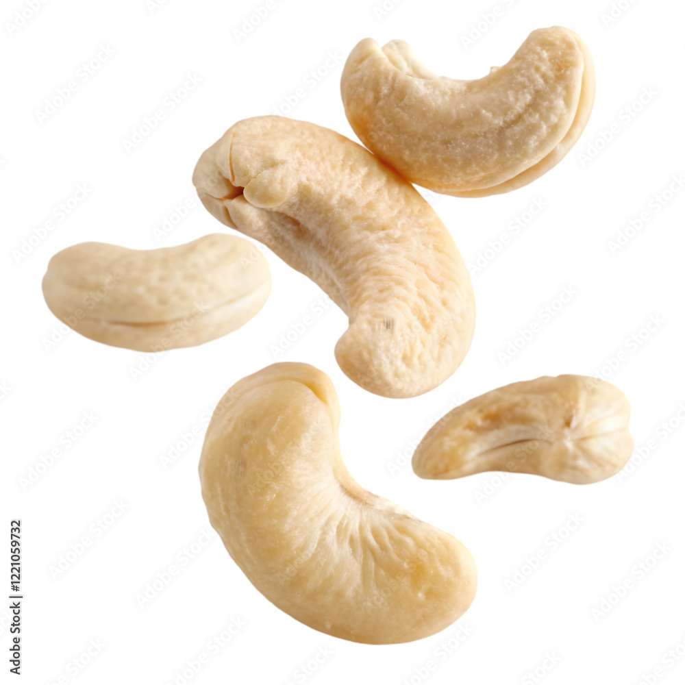flying cashew on transparent background flying cashew on transparent background