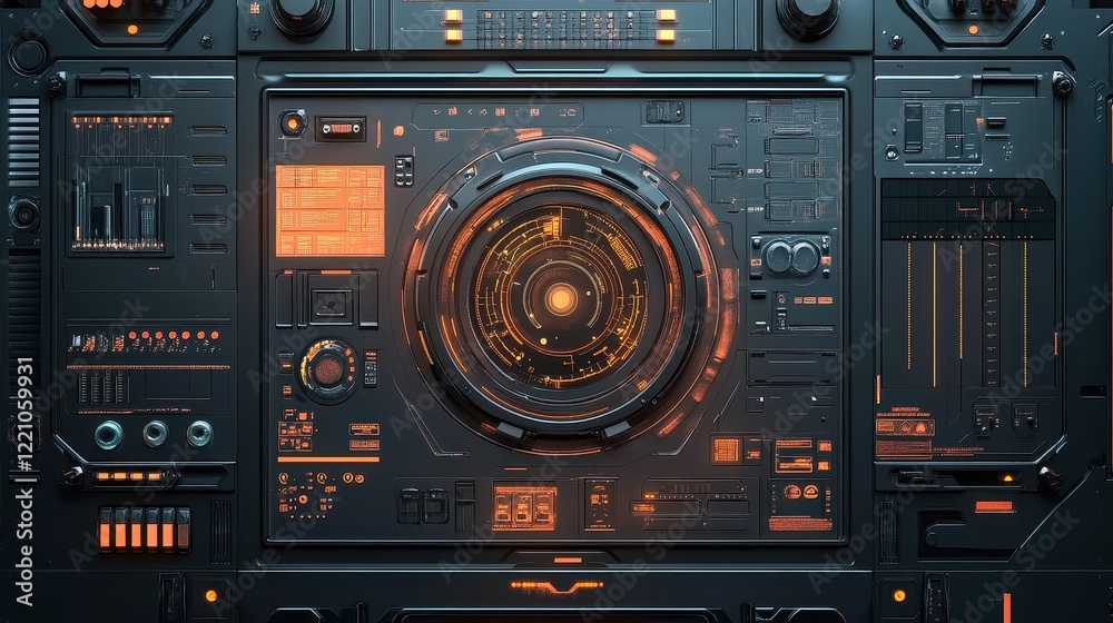 Fototapeta premium Air monitoring flat design top view futuristic technology theme 3D render triadic color scheme.