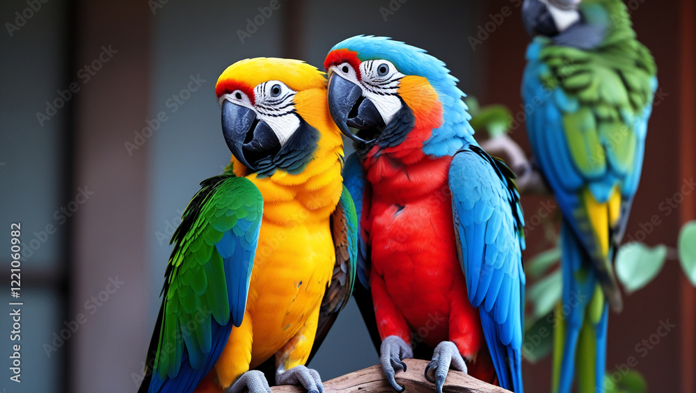 Obraz premium Colorful Parrots Sharing a Loving Moment