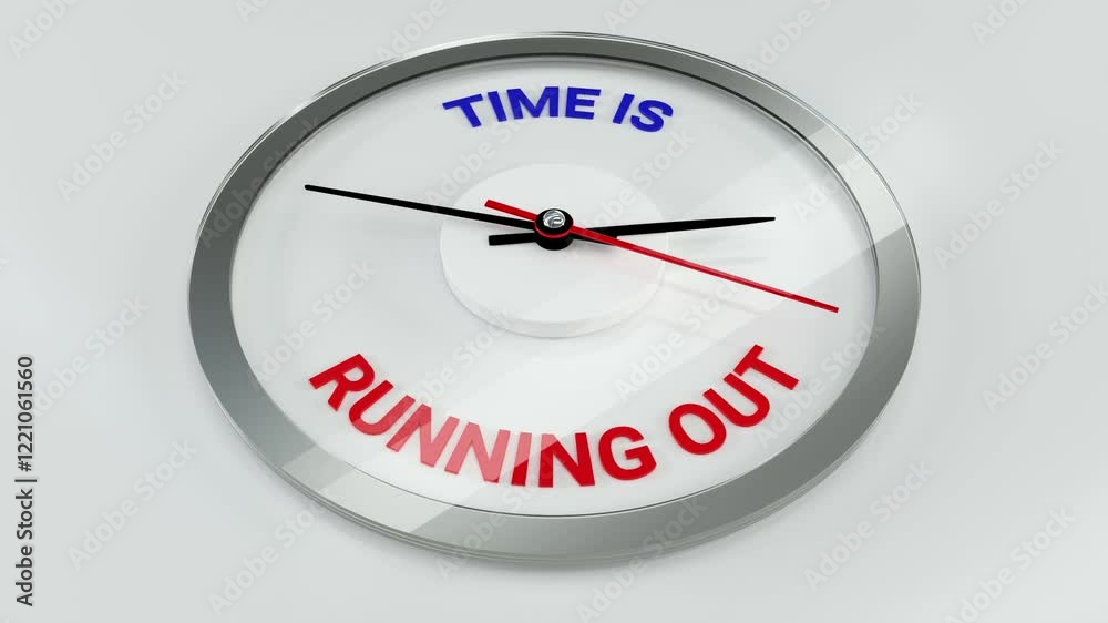 Time is running out text on the clock. About time as a resource in the context of business efficiency 3d Animation Time is running out text on the clock. About time as a resource in the context of business efficiency 3d Animation