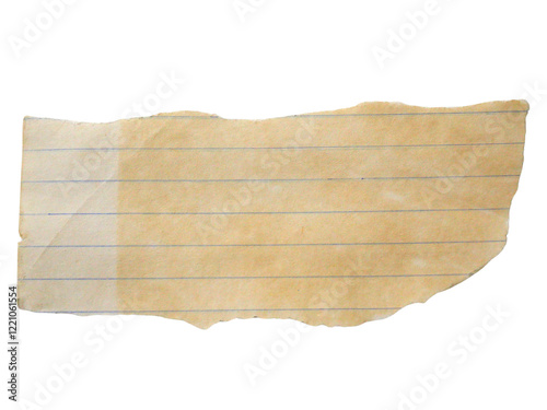 Pieces of notebook paper with white old torn or cut lines. Design elements isolated on transparent background.