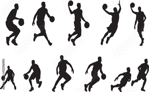 Wallpaper Mural  basketball player silhouette icons set Torontodigital.ca