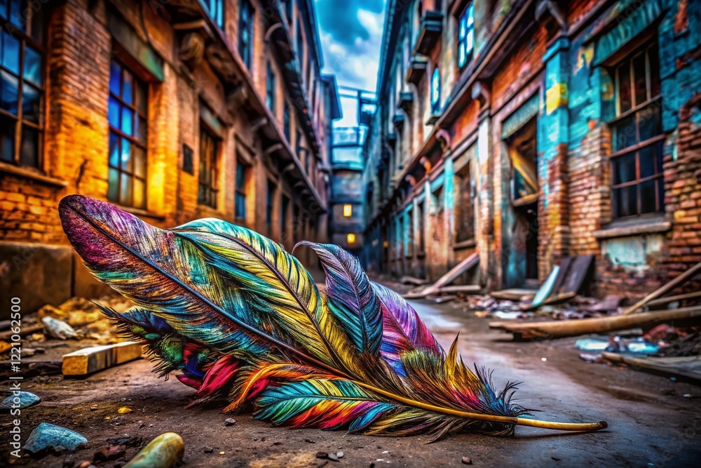 Fototapeta premium Urban Decay: Zentangle Feathers – Abstract Industrial Photography
