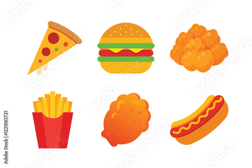 A Bundle of fast food Vector illustrations isolated icon