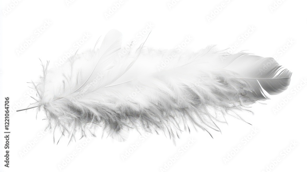 Fototapeta premium Soft White Feather on a White Background