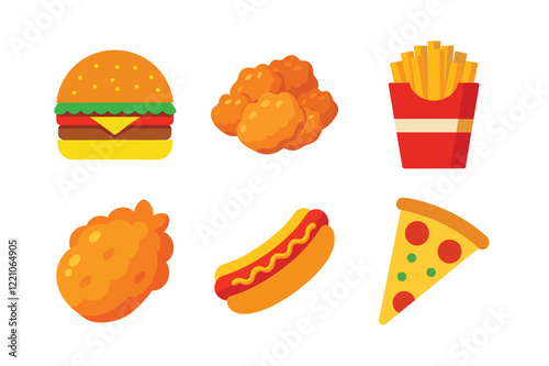 A Bundle of fast food Vector illustrations isolated icon