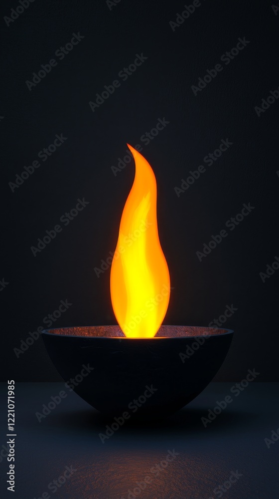 A serene flame emanates warmth and tranquility from a simple bowl, creating a calming ambiance in a dark setting. A serene flame emanates warmth and tranquility from a simple bowl, creating a calming ambiance in a dark setting.