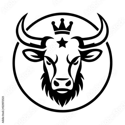 bull with crown on head mighty simple vector logo