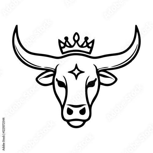 bull with crown on head mighty simple vector logo