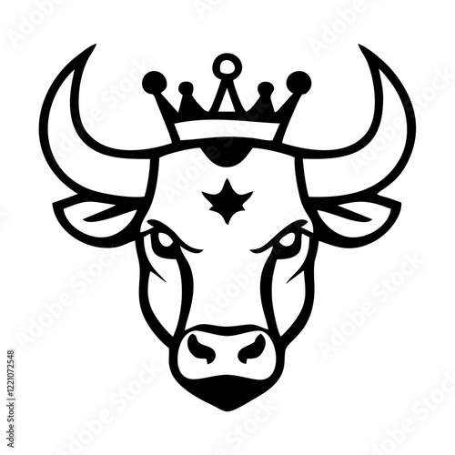 bull with crown on head mighty simple vector logo