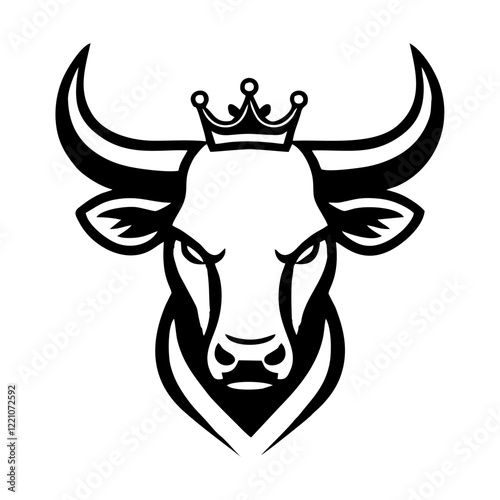 bull with crown on head mighty simple vector logo