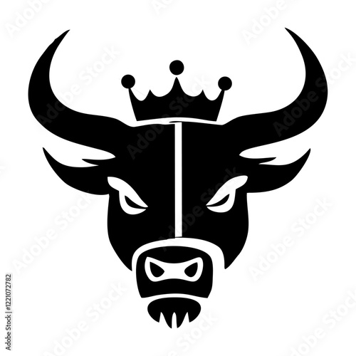 bull with crown on head mighty simple vector logo