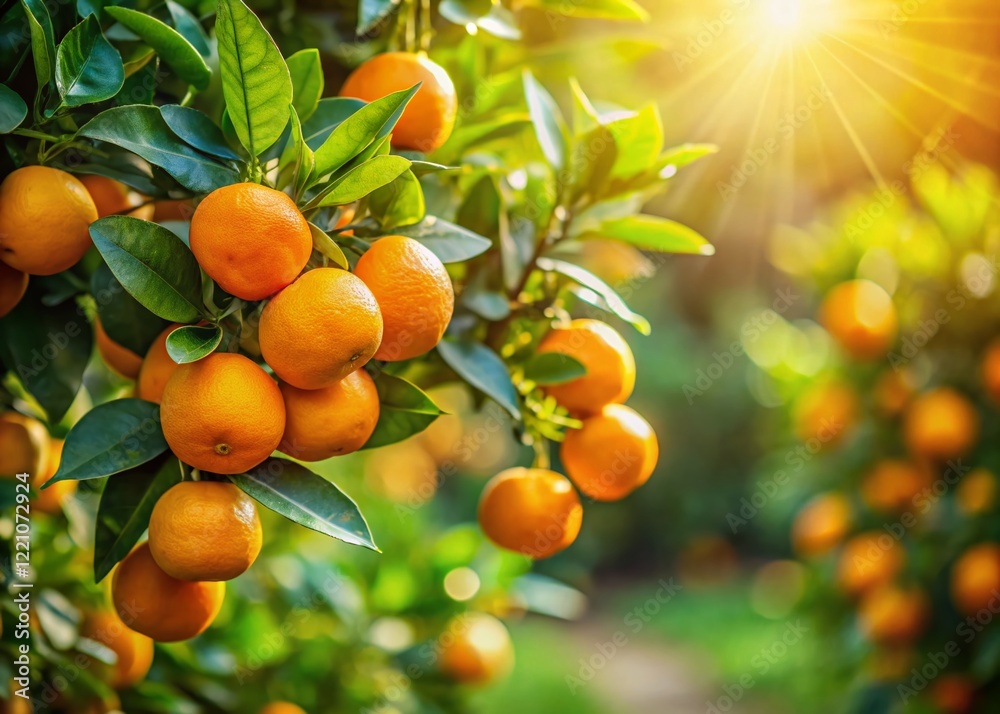 Valencia Turia Park: Sunlit Tangerines on Green Branches - Minimalist Photography Valencia Turia Park: Sunlit Tangerines on Green Branches - Minimalist Photography