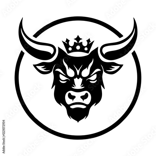 bull with crown on head mighty simple vector logo