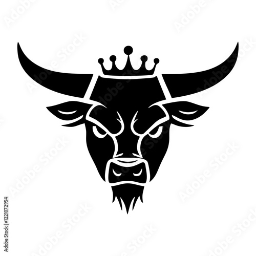 bull with crown on head mighty simple vector logo