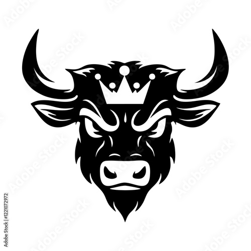 bull with crown on head mighty simple vector logo