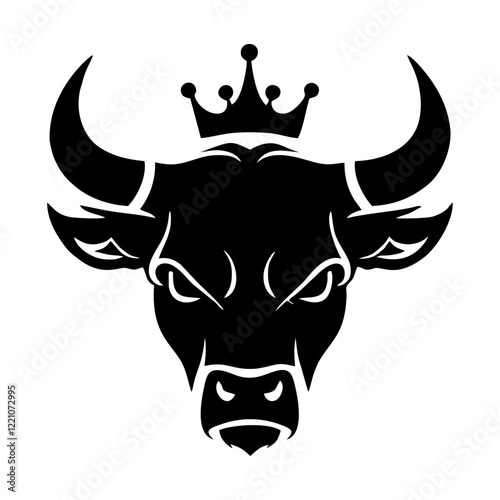 bull with crown on head mighty simple vector logo