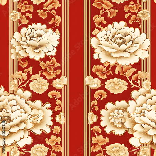 a traditional Chinese silk brocade pattern seamless, tileable