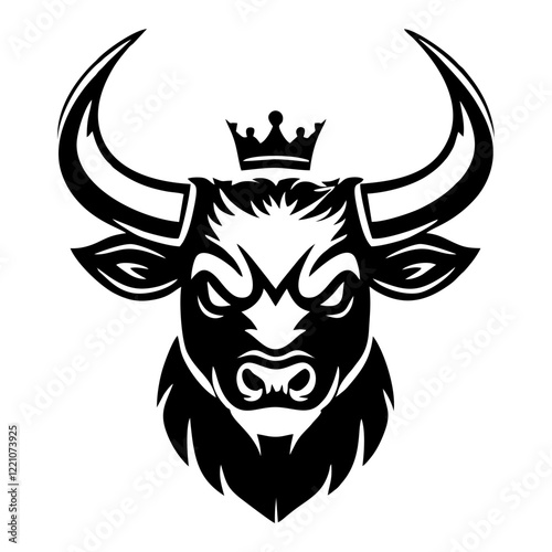 bull with crown on head mighty simple vector logo