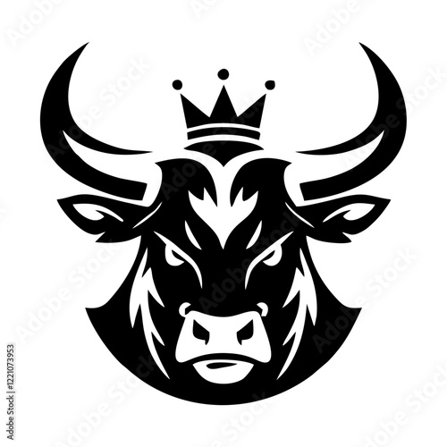 bull with crown on head mighty simple vector logo