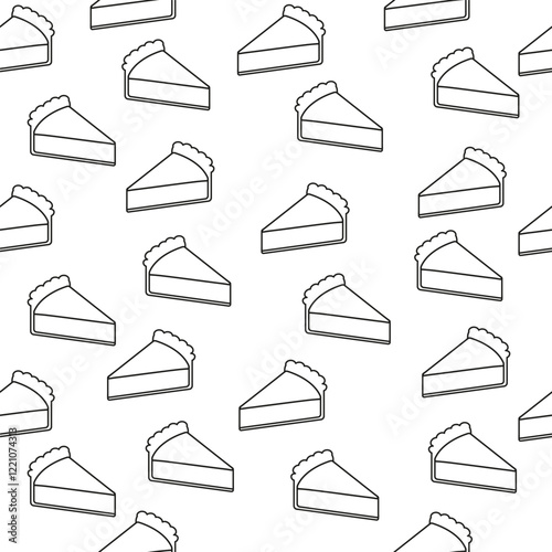 Seamless outline pattern of slices cakes hand drawn