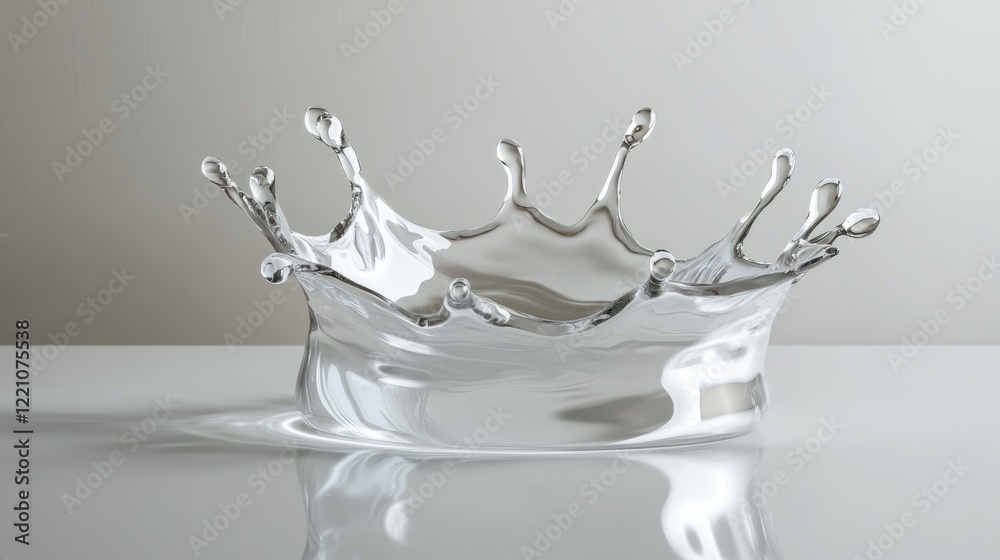 A perfect crown-shaped water splash forming a sphere, reflecting the power and grace of liquid in motion on a smooth white surface. A perfect crown-shaped water splash forming a sphere, reflecting the power and grace of liquid in motion on a smooth white surface.
