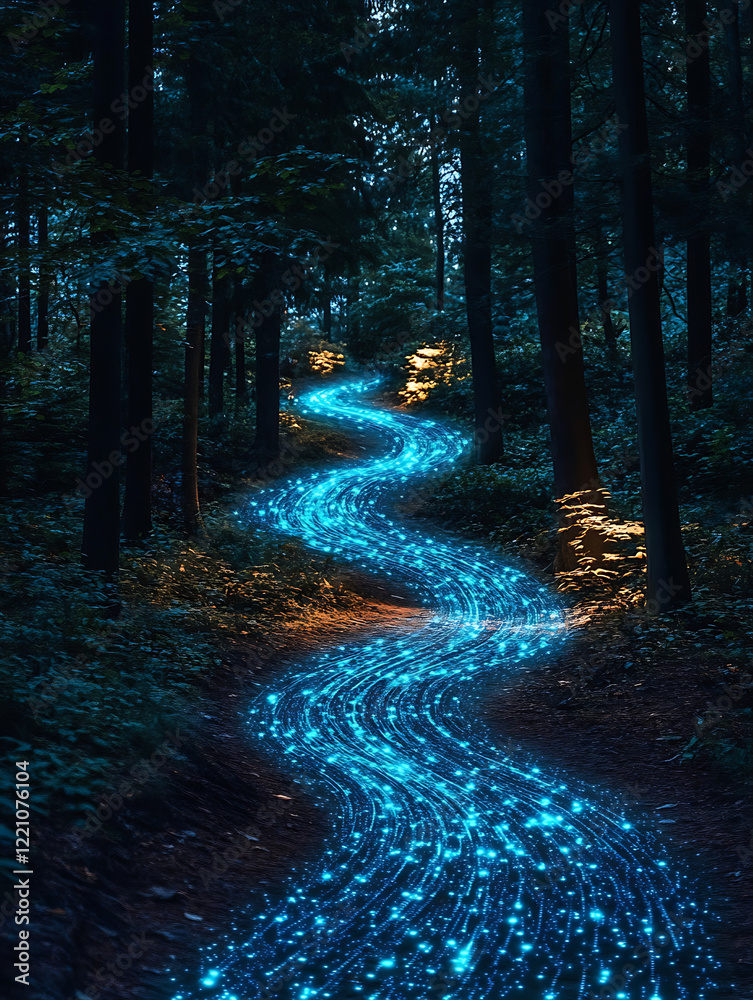 Fototapeta premium Technology and nature, holographic data stream