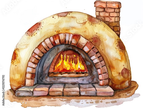 Clipart of a clay bread oven watercolor