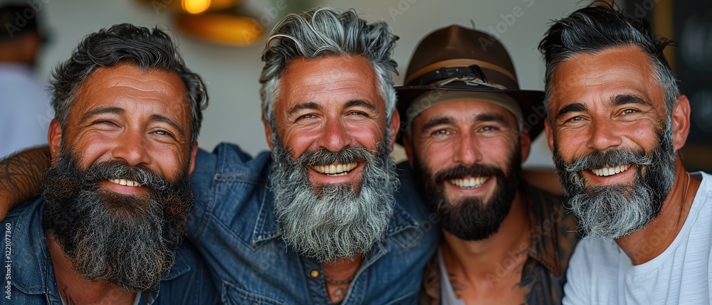 A group of smiling men with beards A group of smiling men with beards