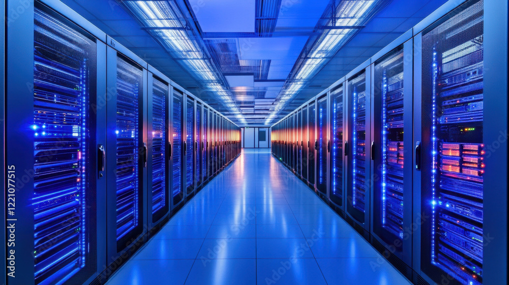 Futuristic data center with sleek design and advanced technology Futuristic data center with sleek design and advanced technology