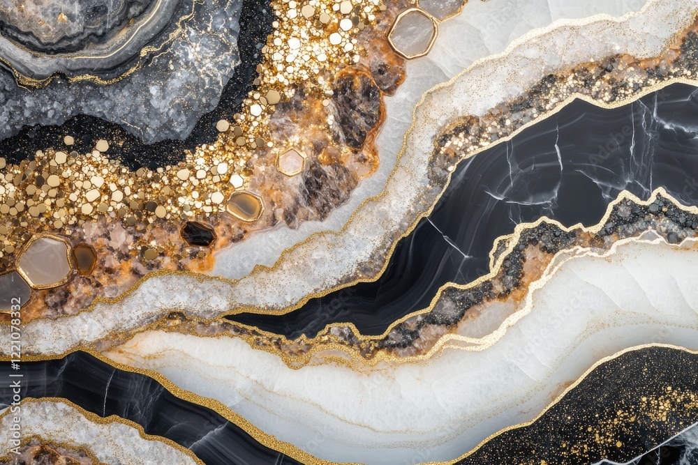 Fototapeta premium Close-up of Marble Slab with Gold Veins