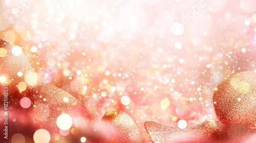 Pink and gold background with bokeh lights and glitter abstract design for celebrations and events