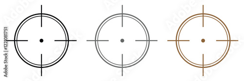Target and aim icon set, crosshair, bullseye vector, precision, accuracy, and focus icon for aiming, archery, shooting, or navigation . 