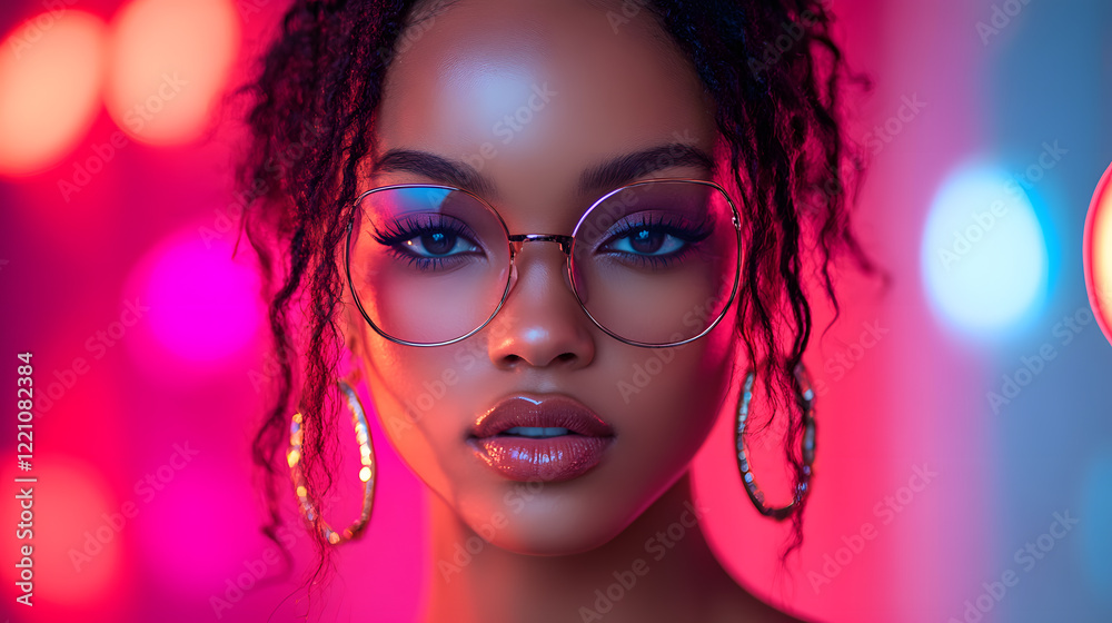 Fototapeta premium A stunning photography capturing a confident model posing in a sleek urban environment, dressed in high-fashion attire with dramatic lighting highlighting their features.