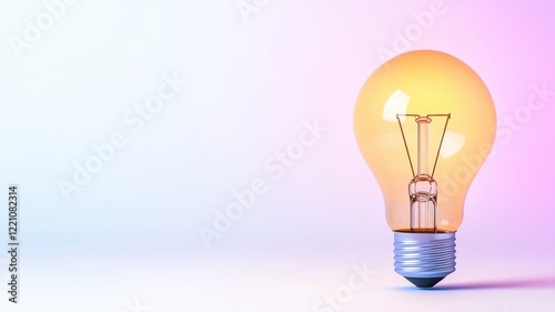 Light bulb illuminating on pink background - modern design creative concept minimalist aesthetic bright idea