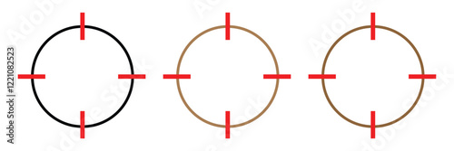 Target and aim icon set, crosshair, bullseye vector, precision, accuracy, and focus icon for aiming, archery, shooting, or navigation . 