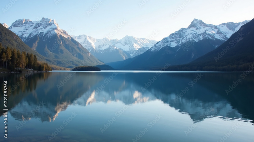 Tranquil Lake Reflection of Snow-Capped Peaks Tranquil Lake Reflection of Snow-Capped Peaks