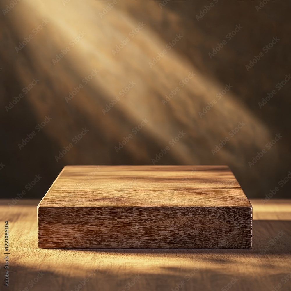 Wooden platform for product display on wooden table with bokeh background Wooden platform for product display on wooden table with bokeh background