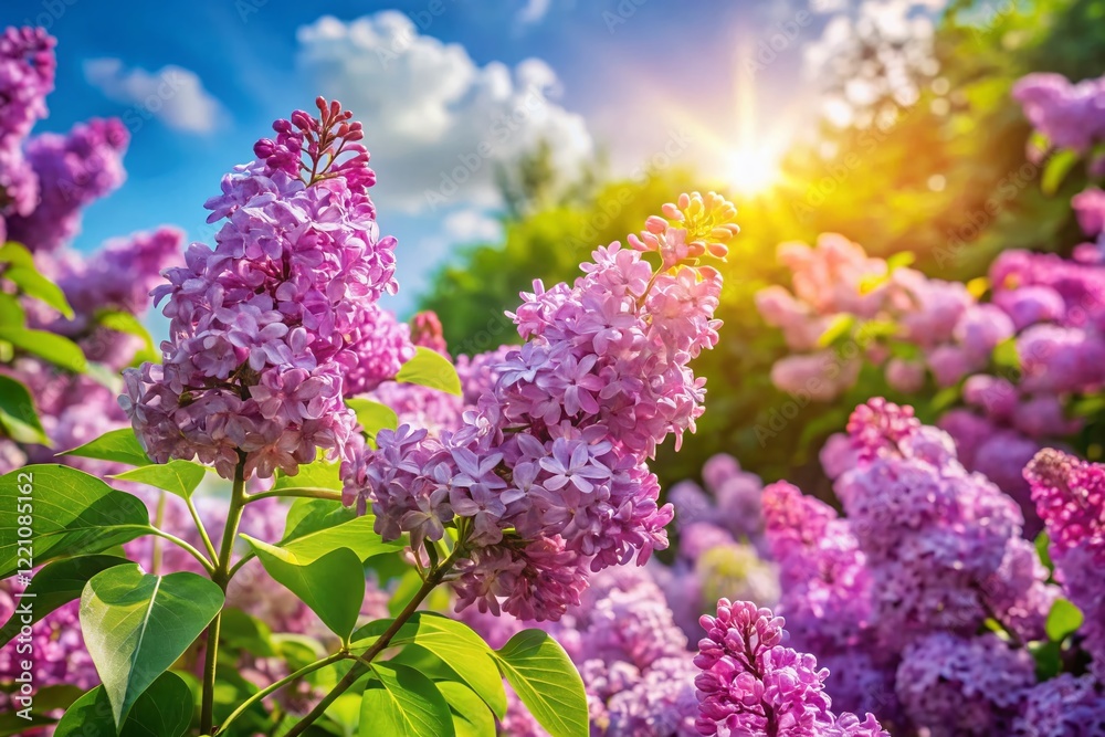 Vibrant Lilac Flowers Blooming in a Sunny Garden - Spring Floral Photography Vibrant Lilac Flowers Blooming in a Sunny Garden - Spring Floral Photography