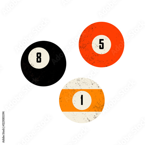 Pool game balls. Sport equipment. Vector illustration.