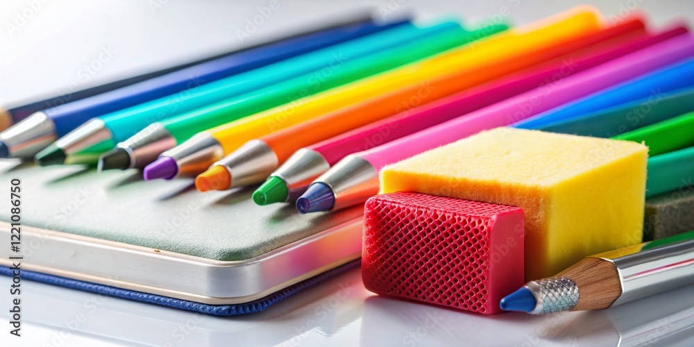 Fototapeta premium Whiteboard Eraser and Tools: Close-up Studio Portrait Photography