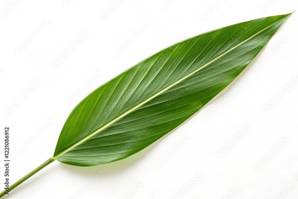 Obraz premium green leaf single isolated on white background