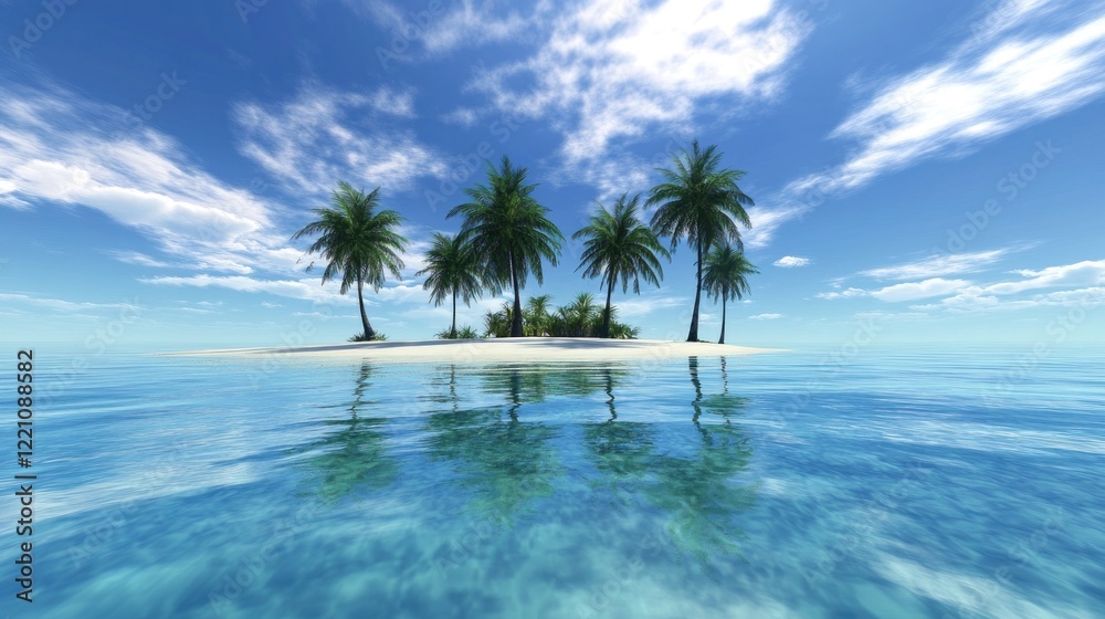 Tropical Island Paradise With Palm Trees And Clear Ocean Tropical Island Paradise With Palm Trees And Clear Ocean