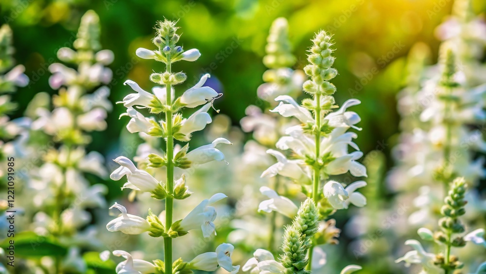 Vibrant Salvia Splendens Blooming in a Sunny Garden - Rule of Thirds Composition Vibrant Salvia Splendens Blooming in a Sunny Garden - Rule of Thirds Composition